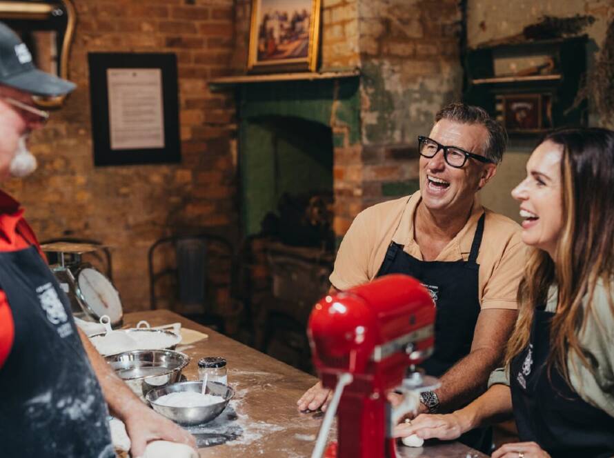 mixing dough in the Sourdough Class in NSW