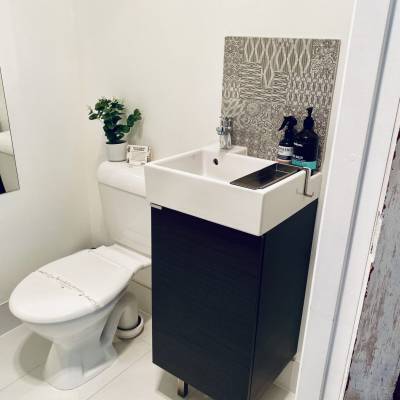 LOFT bathroom has new shower and vanity