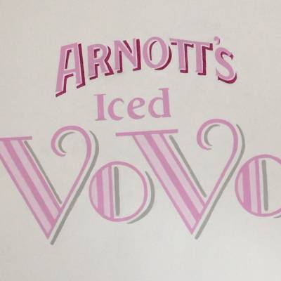 old logo of Iced VoVo painted on the wall in VoVo Suite Maitland Accommodation
